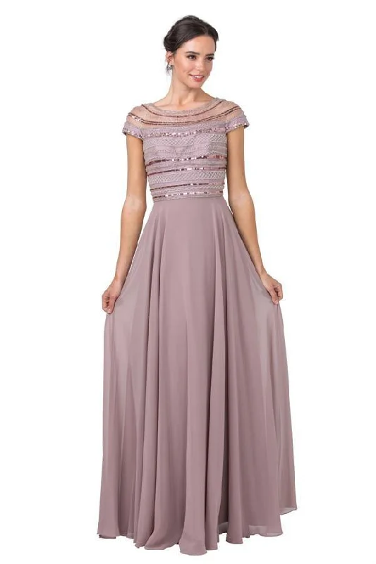 Mother of the Bride Long Formal Cap Sleeve Dress