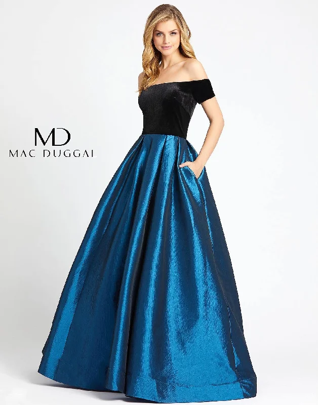 Mac Duggal 12062 Long Off Shoulder Velvet Ball Gown