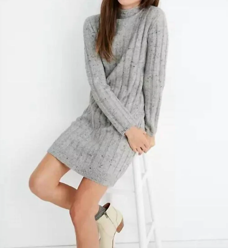 Donegal Rolled Mock Neck Sweater Dress In Gray