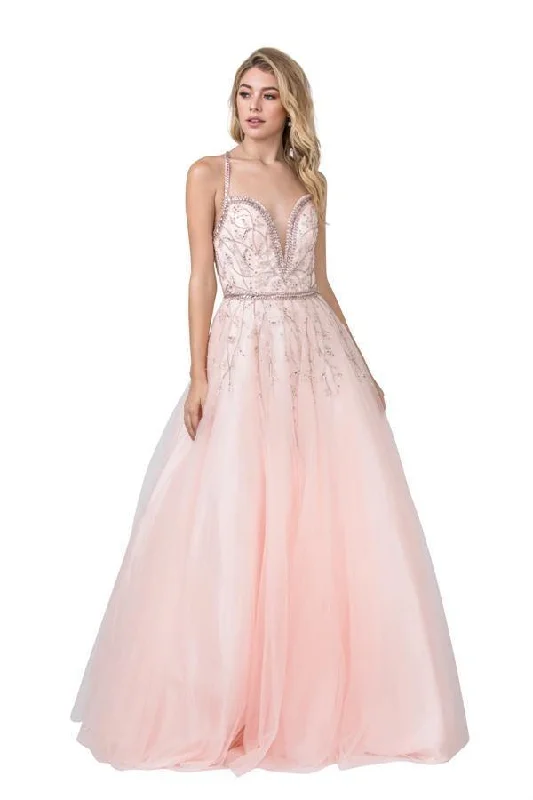 Long Formal Spaghetti Straps Evening Prom Ball Gown