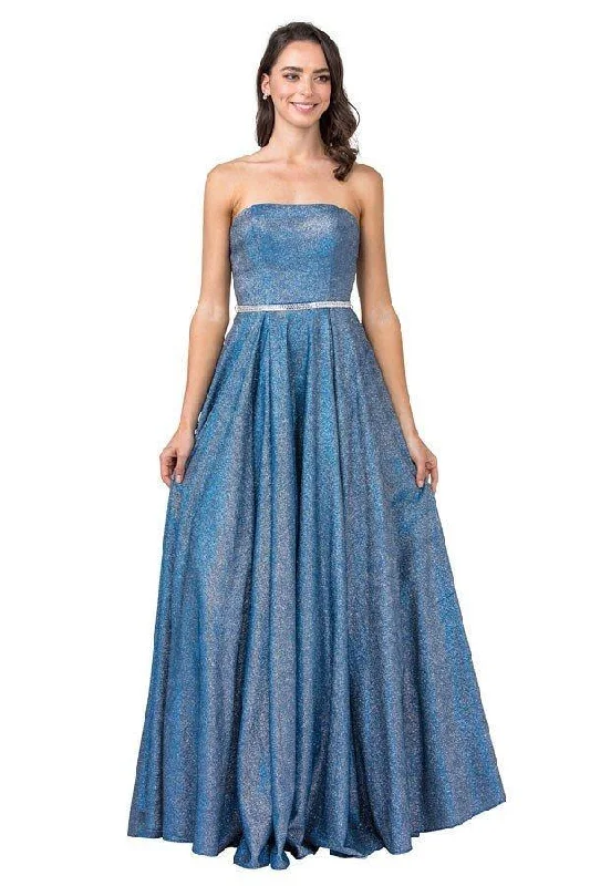 Long Formal Strapless Glitter Evening Prom Ball Gown