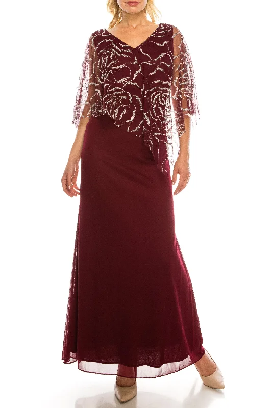 SL Fashions 9133123 Long Formal Beaded Cape Evening Dress