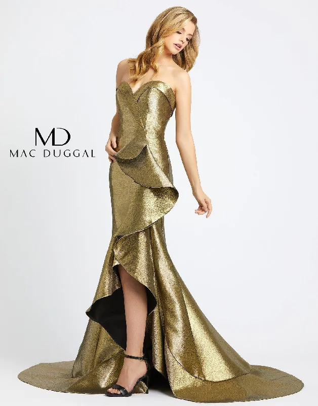 Mac Duggal 67662 Prom Long Metallic Trumpet Dress