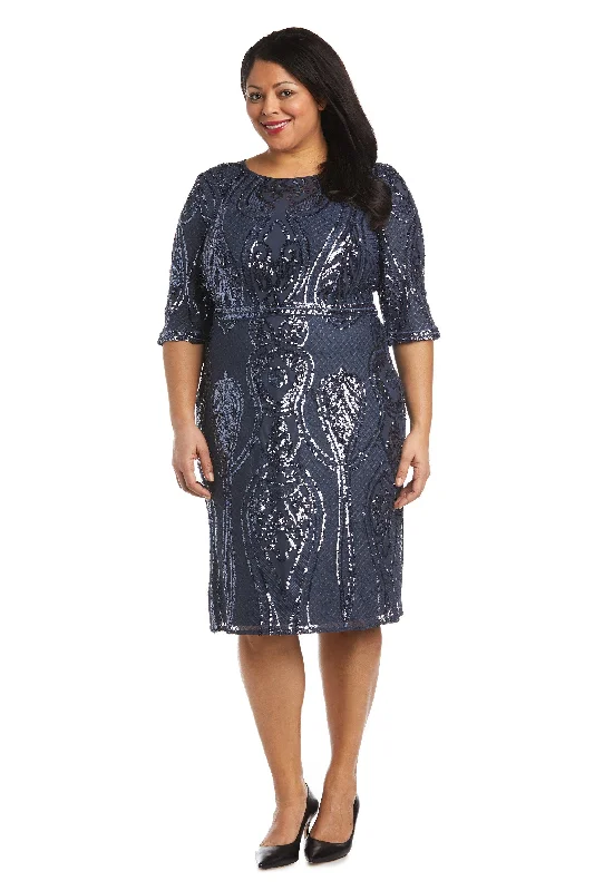 R&M Richards 7434W Short Plus Size Sequins Cocktail