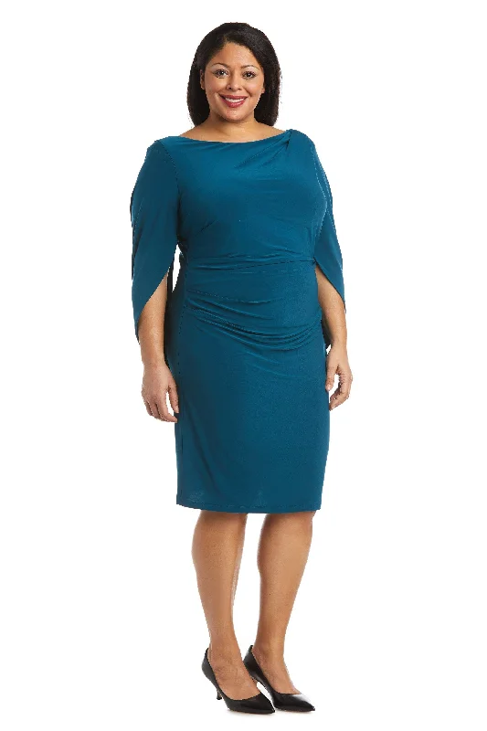 R&M Richards 7461W Short Plus Size Drape Sleeve Dress