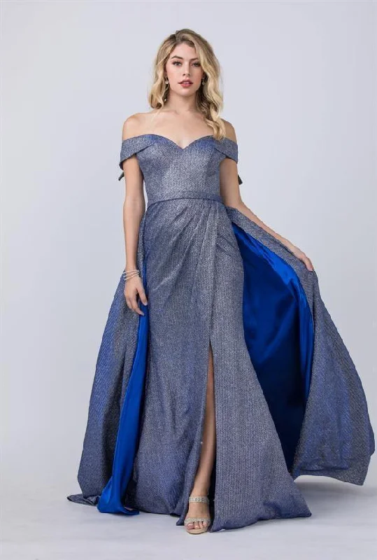 Long Formal Off Shoulder Glitter Knit Prom Dress