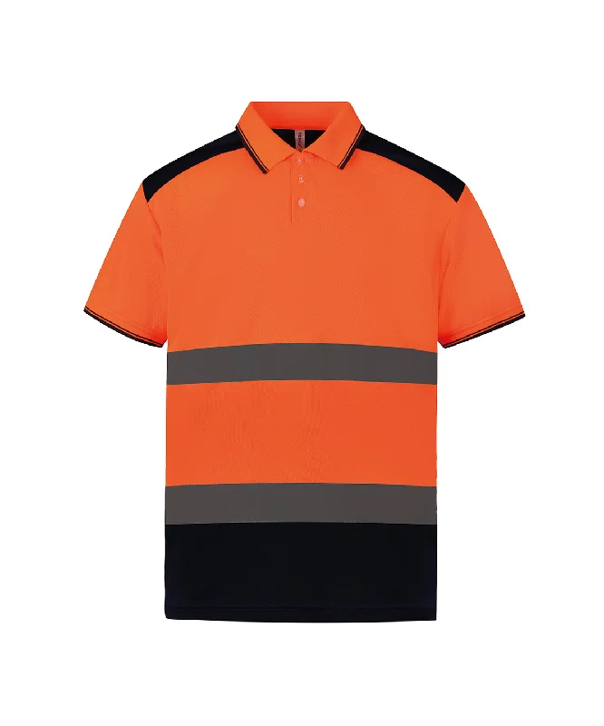 Orange/Navy - Hi-vis two-tone polo shirt (HVJ220)