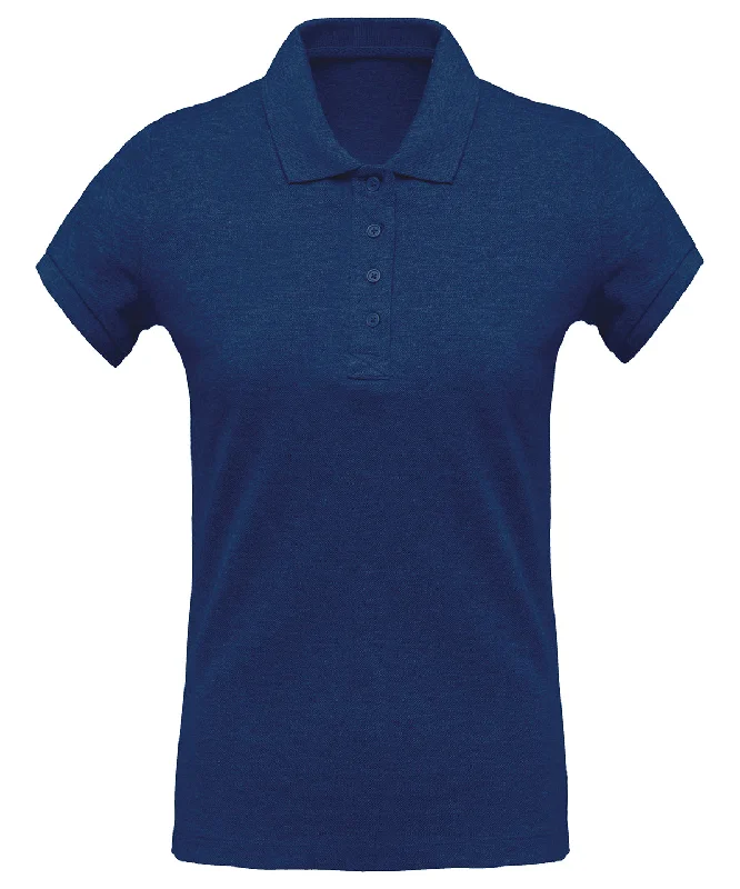 Ocean Blue Heather - Ladies’ organic piqué short-sleeved polo shirt