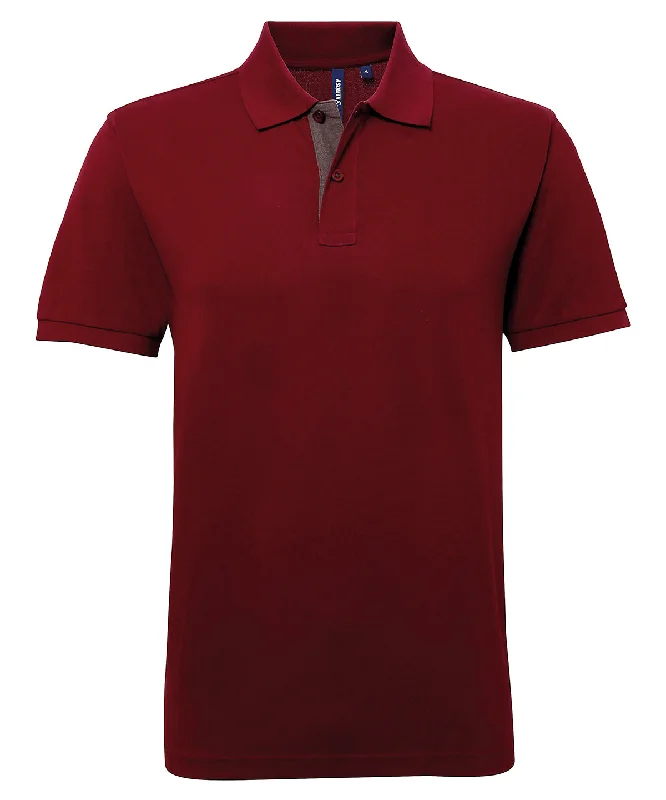 Burgundy/Charcoal - Men's classic fit contrast polo