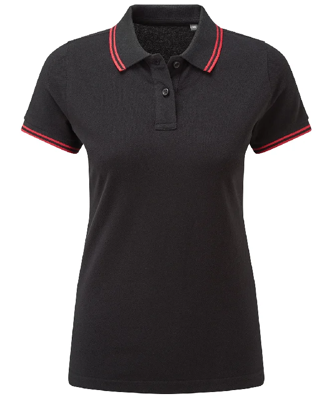 Black/Red - Women's classic fit tipped polo