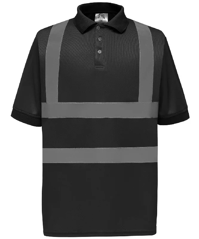 Black - Hi-vis short sleeve polo (HVJ210)