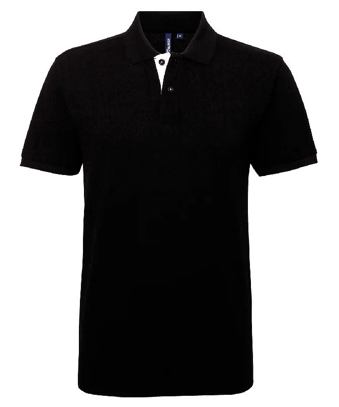 Black/White - Men's classic fit contrast polo