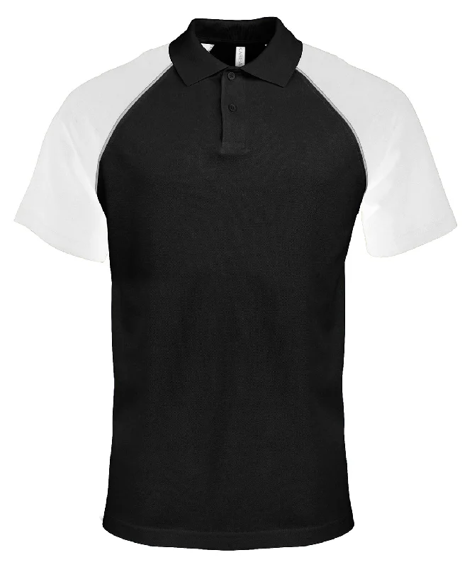 Black/Light Grey/White - Polo baseball contrast polo shirt