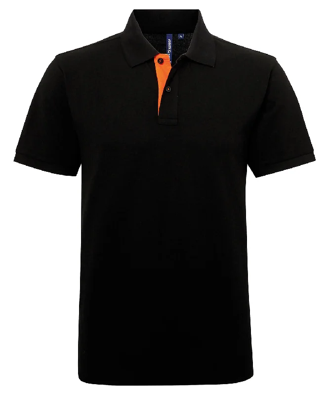 Black/Orange - Men's classic fit contrast polo