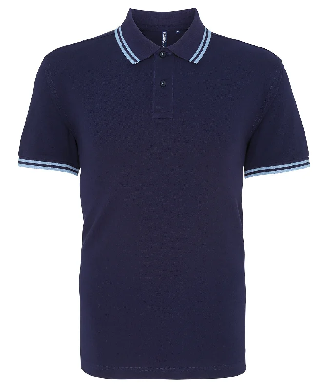 Navy/Cornflower - Men's classic fit tipped polo