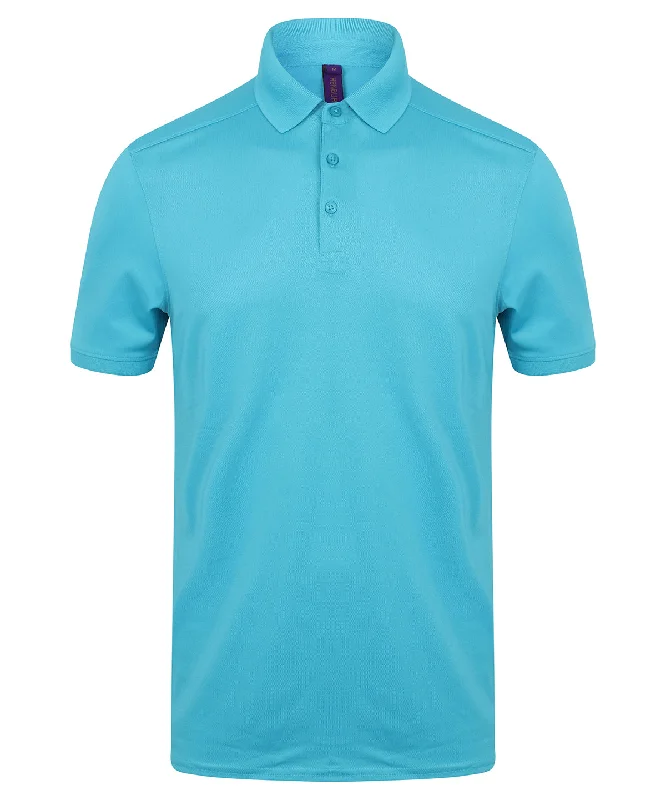 Turquoise - Stretch polo shirt with wicking finish (slim fit)