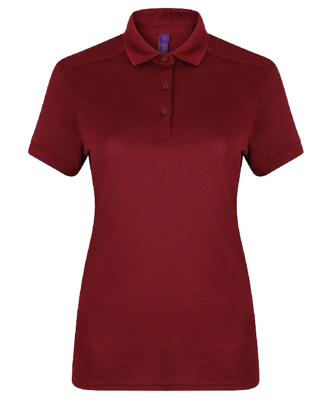 Burgundy - Women's stretch polo shirt with wicking finish (slim fit)