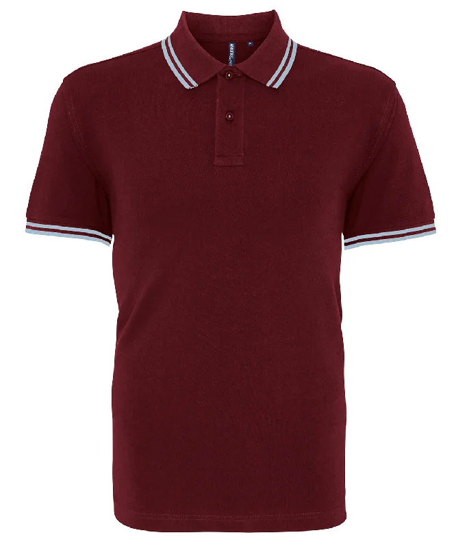 Burgundy/Sky - Men's classic fit tipped polo