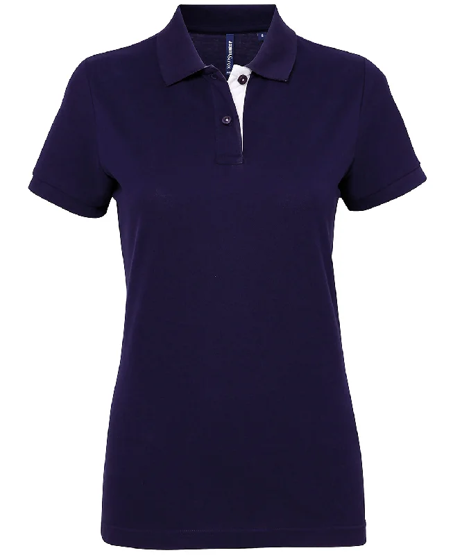 Navy/White - Women's contrast polo