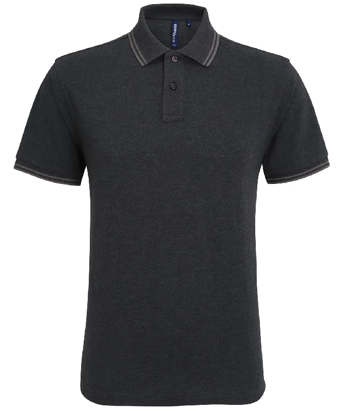 Heather Black/Charcoal - Men's classic fit tipped polo