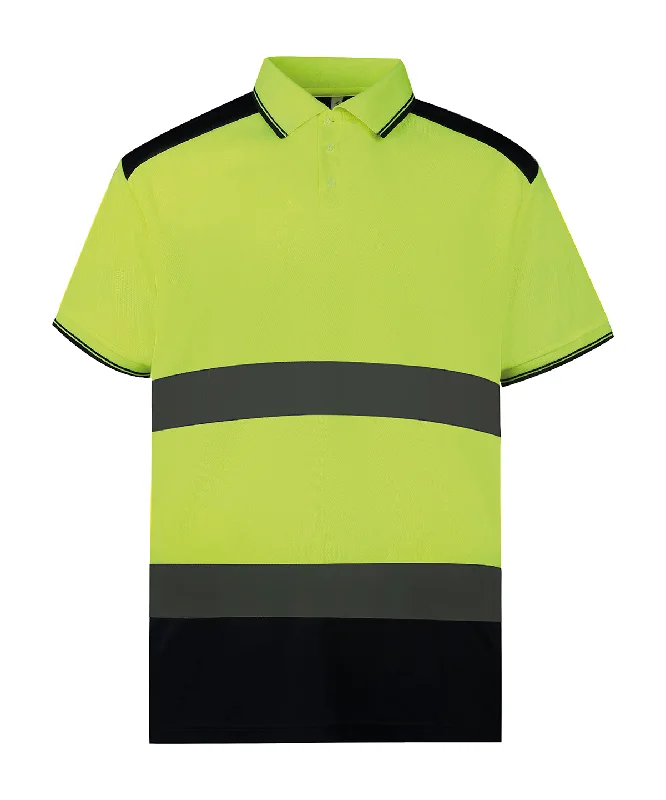 Yellow/Navy - Hi-vis two-tone polo shirt (HVJ220)