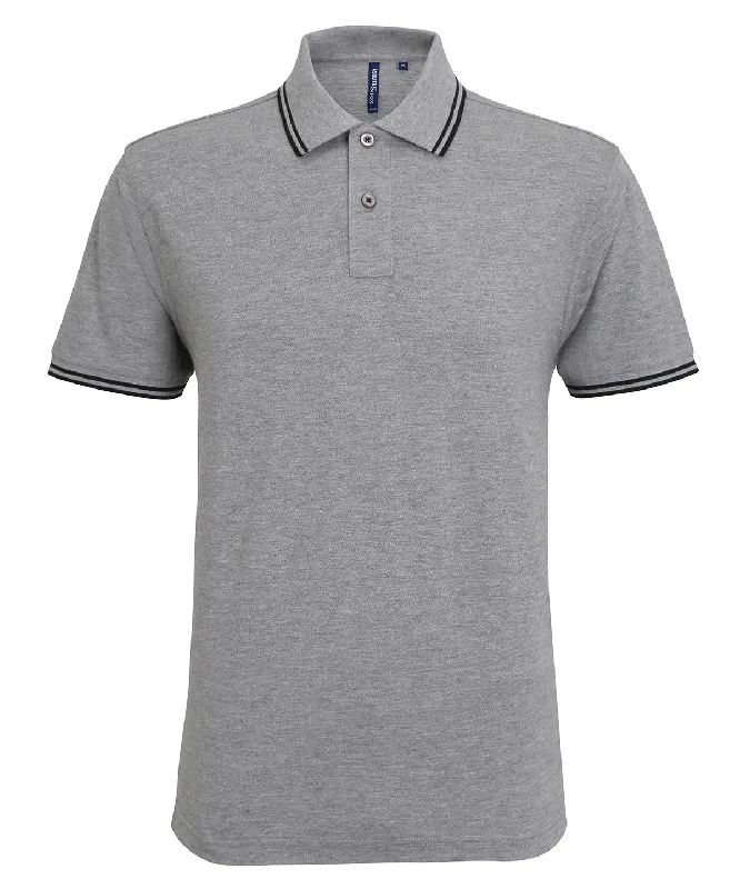 Heather Grey/Black - Men's classic fit tipped polo