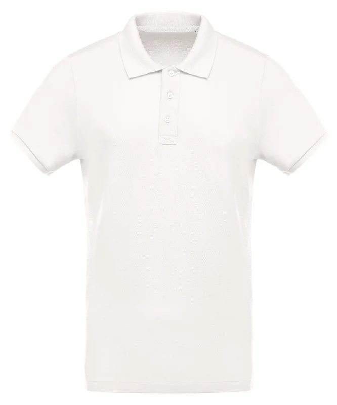 Cream - Men's organic piqué short-sleeved polo shirt