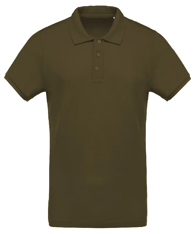 Moss Green - Men's organic piqué short-sleeved polo shirt