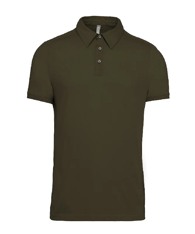 Light Khaki - Jersey knit polo shirt