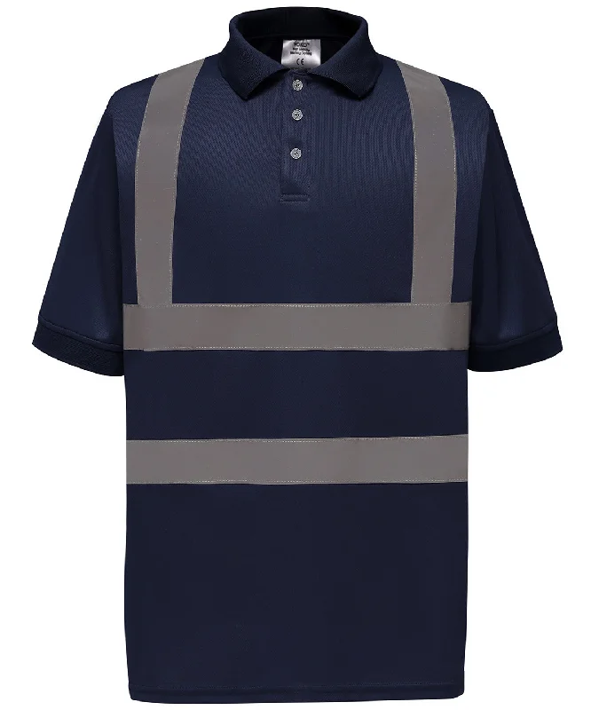 Navy - Hi-vis short sleeve polo (HVJ210)