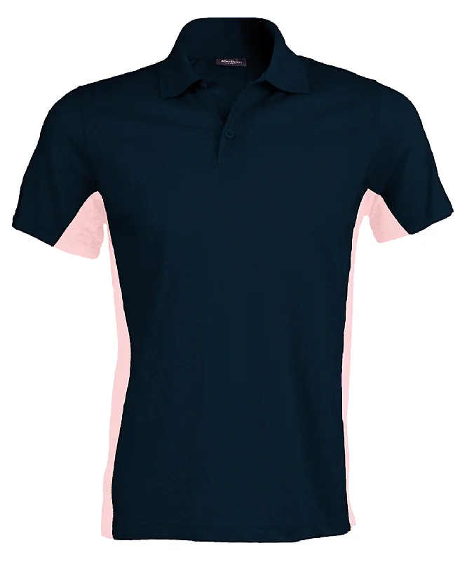 Navy/Pink - Flags short sleeve bi-colour polo shirt