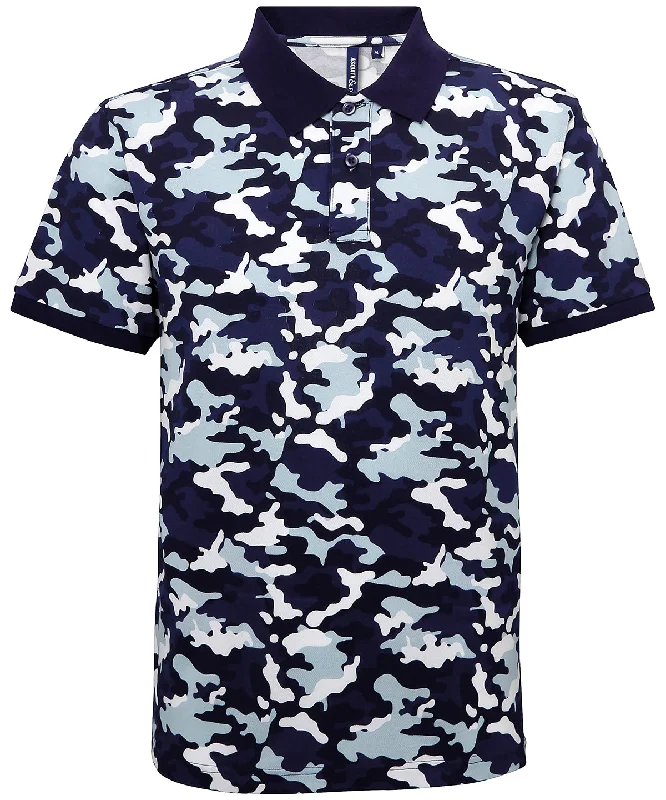 Camo Blue - Men's camo piqué polo