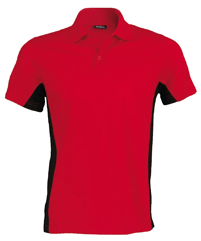 Red/Black - Flags short sleeve bi-colour polo shirt