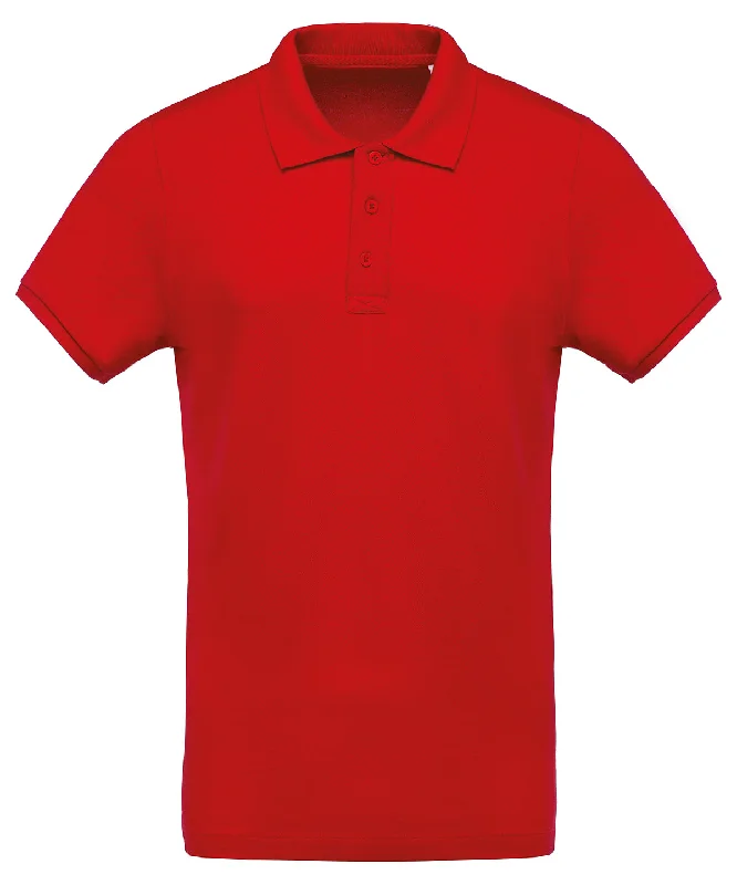 Red - Men's organic piqué short-sleeved polo shirt