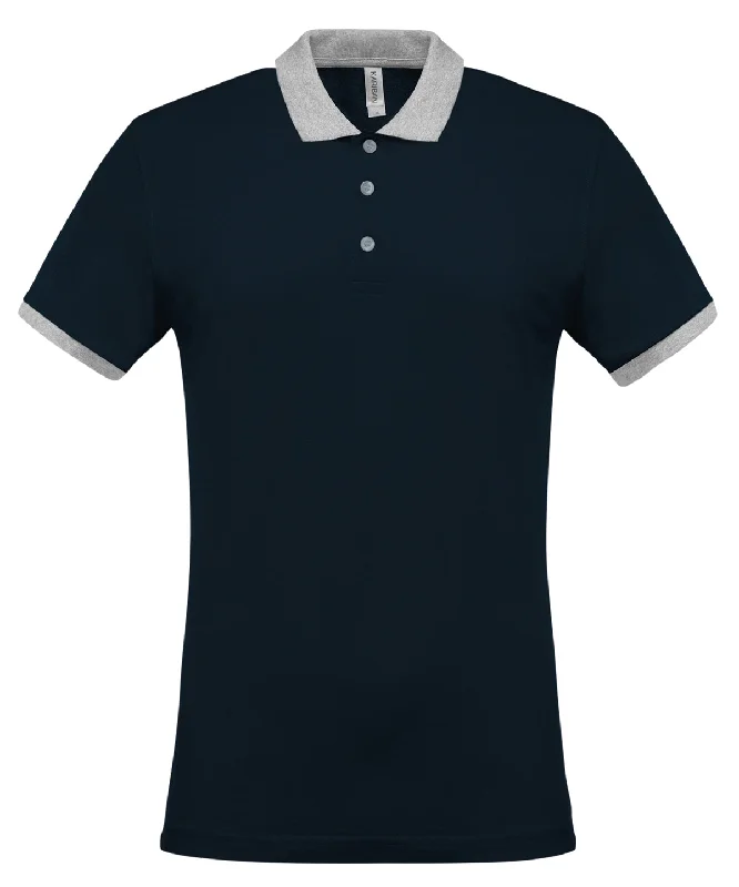 Navy/Oxford Grey - Two-tone piqué polo shirt