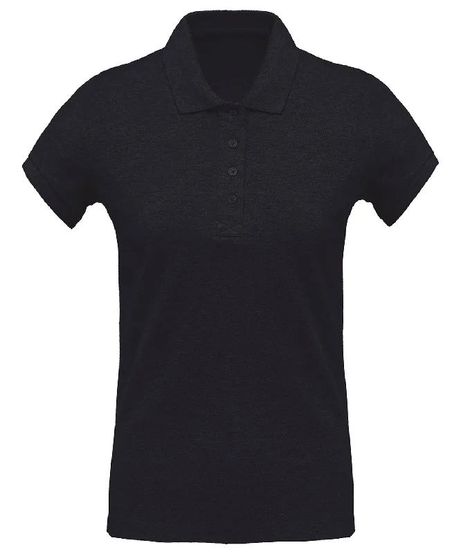 French Navy Heather - Ladies’ organic piqué short-sleeved polo shirt