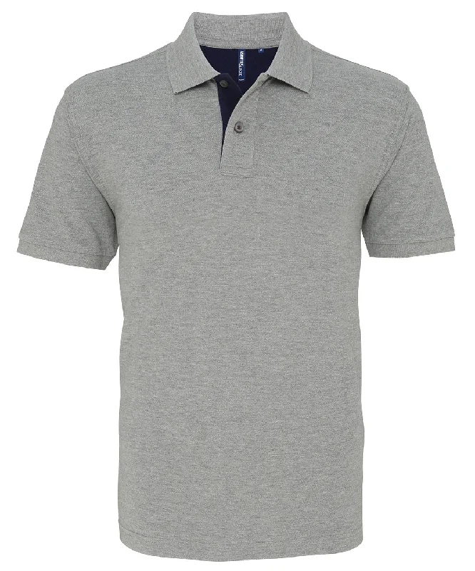 Heather/Navy - Men's classic fit contrast polo