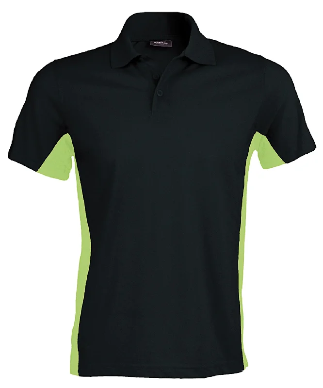 Black/Lime - Flags short sleeve bi-colour polo shirt