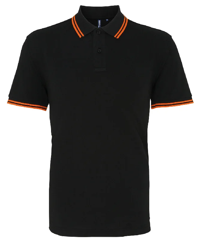 Black/Orange - Men's classic fit tipped polo