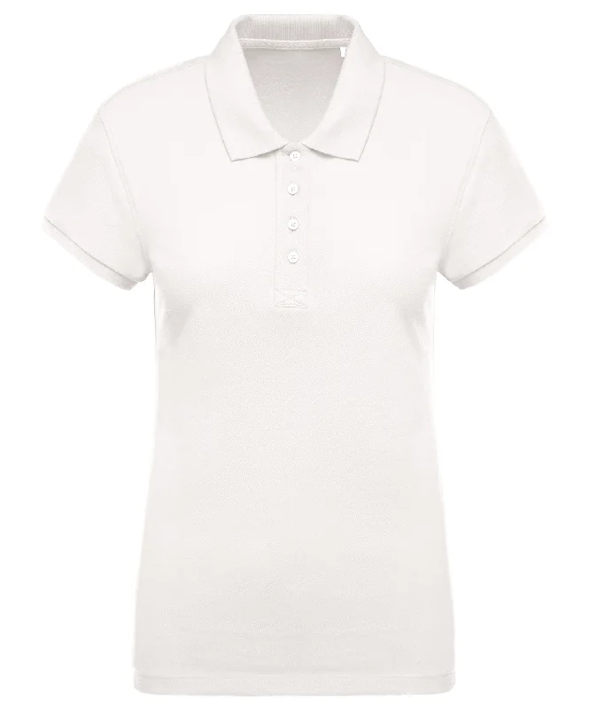 Cream - Ladies’ organic piqué short-sleeved polo shirt