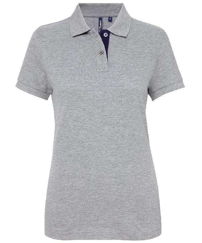 Heather/Navy - Women's contrast polo