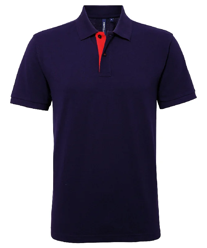 Navy/Red - Men's classic fit contrast polo