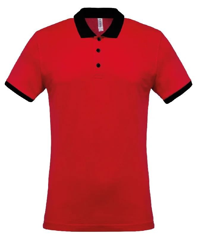 Red/Black - Two-tone piqué polo shirt