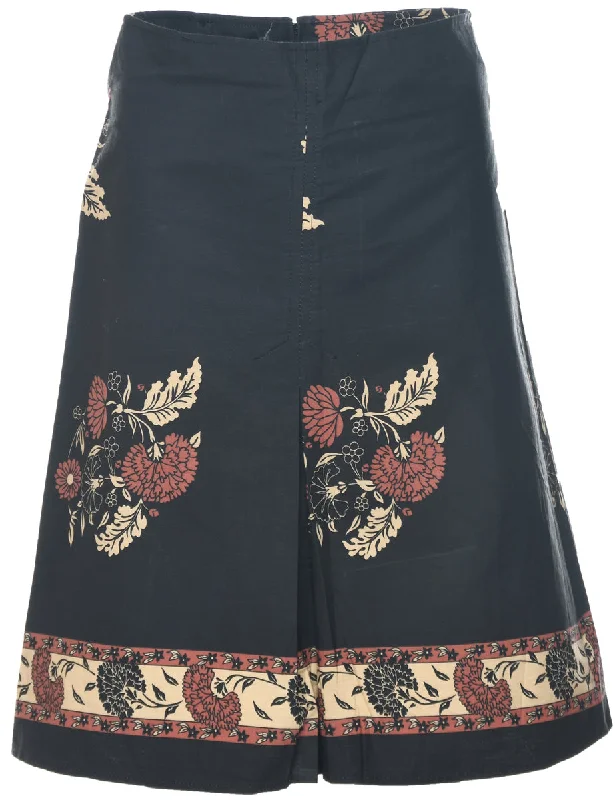 Floral Pattern A-line Skirt - S