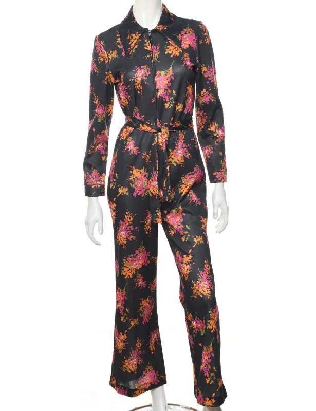 Floral Pattern Jumpsuit - M