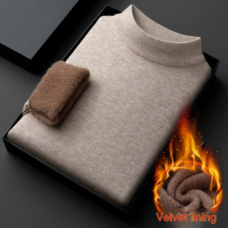 Half-collar Wool Sweater Winter Warm Men