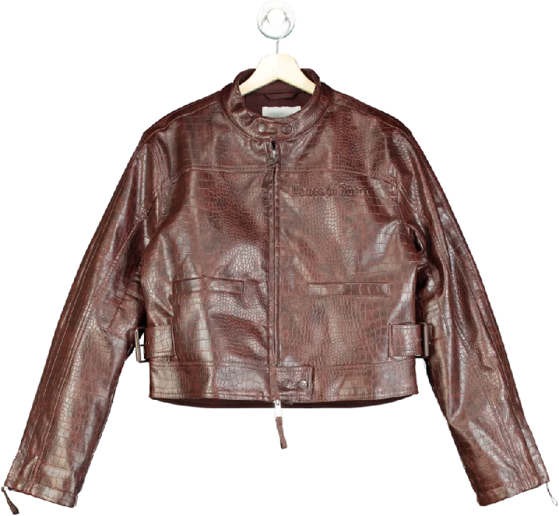 House of Sunny Brown Croc Embossed Jacket UK 6