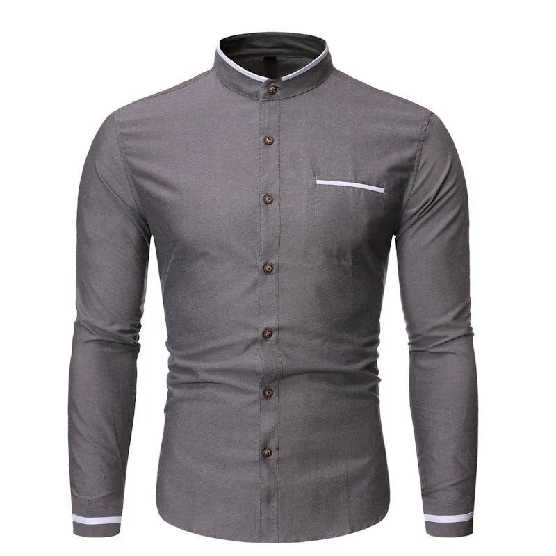 Slim Casual Solid Color Business Casual Shirt Men