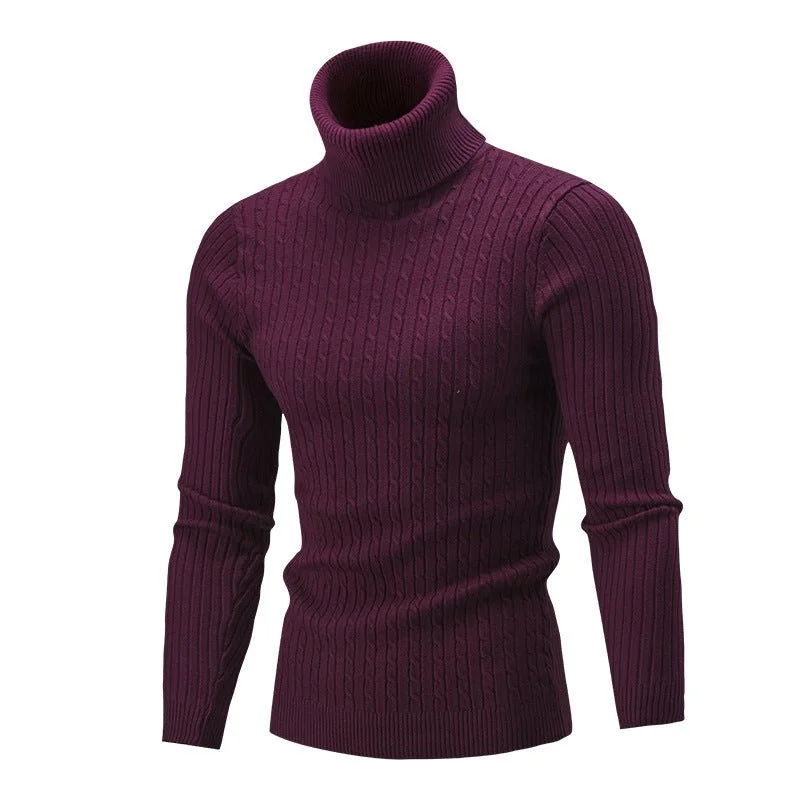 Sweater Twist Knit Sweater Slim-fit High Neck Knit