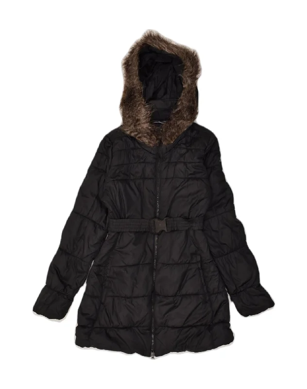 ADIDAS Womens Hooded Padded Coat UK 4-6 XS Black